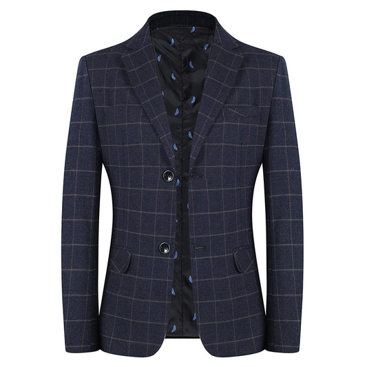 New Coat Fashion Handsome All Matching Plaid Suit Men Casual  Polyester  Blazer
