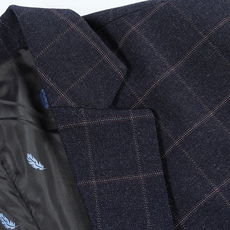 Coat Fashion Handsome All Matching Plaid Suit Men Casual Polyester Blazer