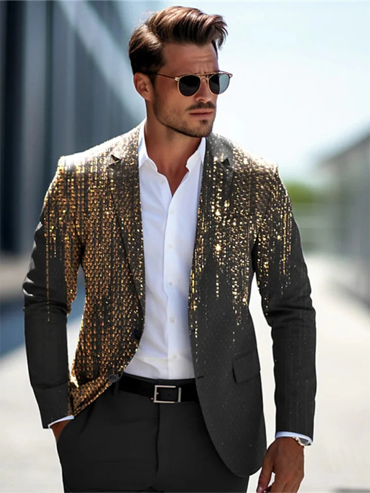 New Men's Boutique Business Suit Men's Printing Hot Gold Suit Jacket