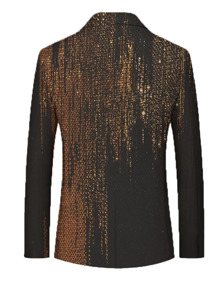 Traje de negocios boutique para hombre, chaqueta dorada con estampado de moda.