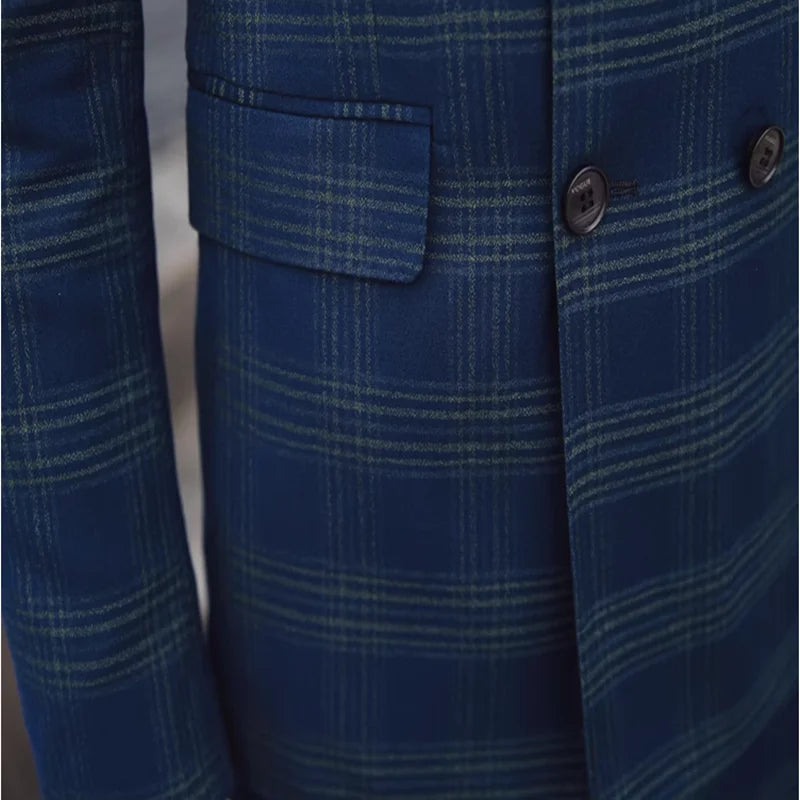 Costume trois pièces à carreaux croisé pour homme (costume + gilet + pantalon) de haute qualité