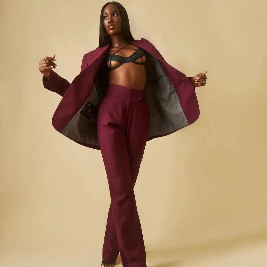 2 Pcs Casual Women Blazer Suits Peaked Lapel Jacket Custom Made Flare Trousers Power Prom Formal Dress