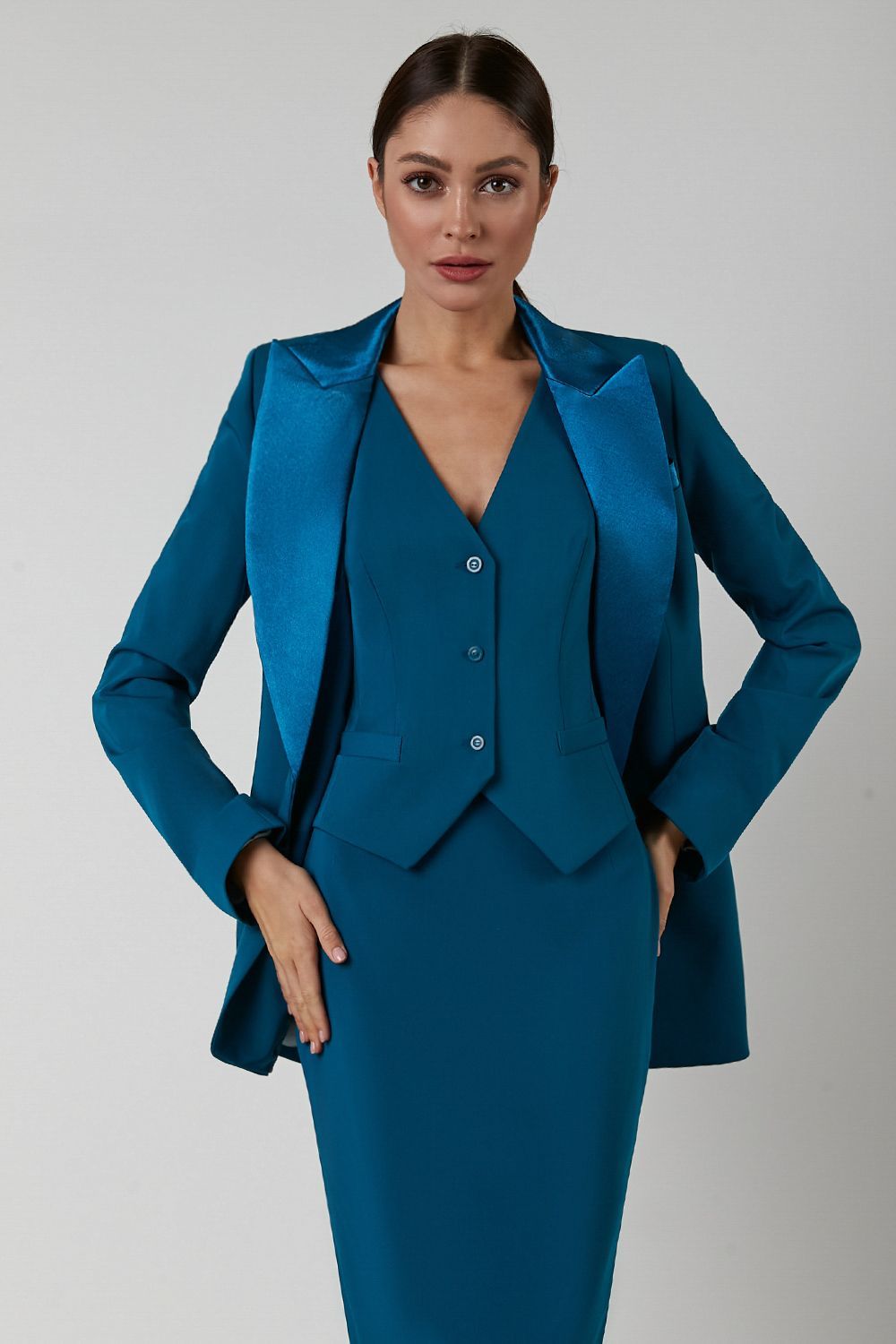 Traje de 3 piezas sexy para mujer, conjunto de oficina, botonadura sencilla, ajustado, formal, para fiesta de noche, vestido de graduación, hecho a medida 