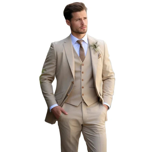 3 Piece Tuxedo Wedding Suits for Men Bespoke Groom Wear Formal Fashion Men Suit Prom Party Costume Homme Mariage