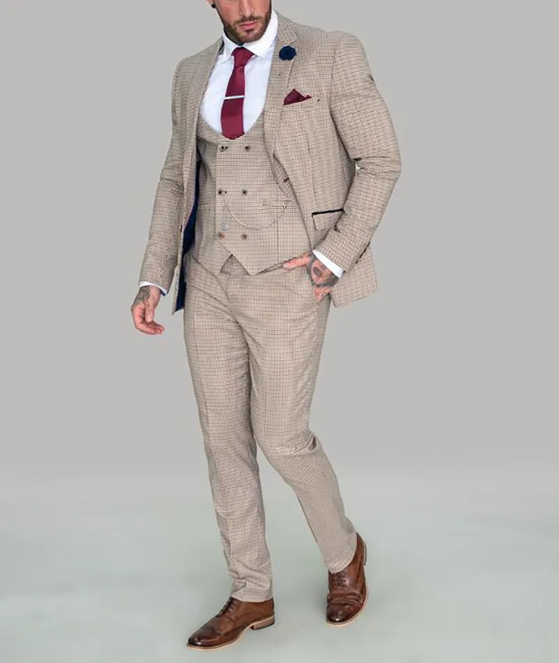 3 Pieces Men Wedding Tuxedos Blazer&Pants&Vest Groom Groomsmen Suit Casual Custom Made Men Wear