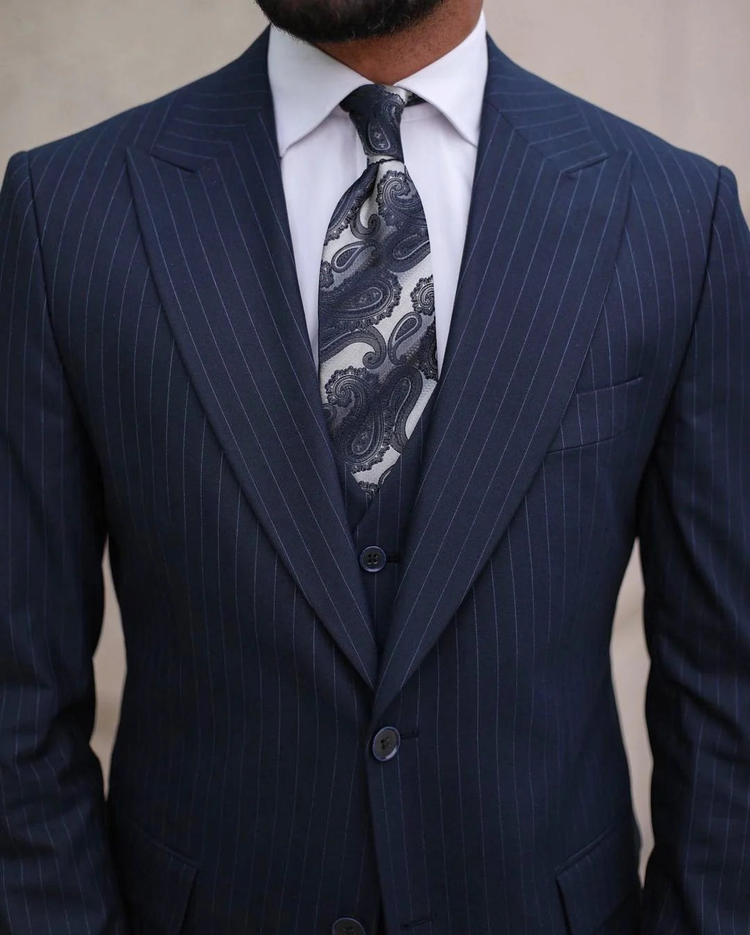 Traje de 3 piezas para hombre, a rayas, de un solo pecho, formal, para negocios, boda, novio, informal, para graduación, blazer, pantalones y chaleco.