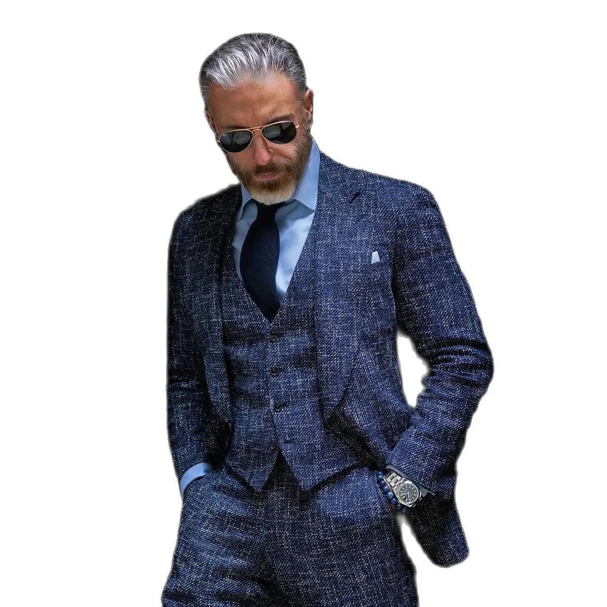 Elegante traje de boda de 3 piezas para hombre | Esmoquin premium con blazer clásico de solapa de pico, chaleco y pantalón | Ajuste personalizado para cualquier ocasión