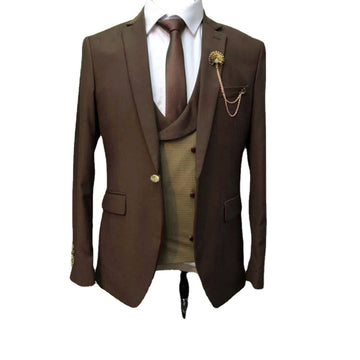 Costume kaki pour homme, 3 pièces, veste, pantalon et gilet, coupe slim, smoking, mariage, bal de promo 