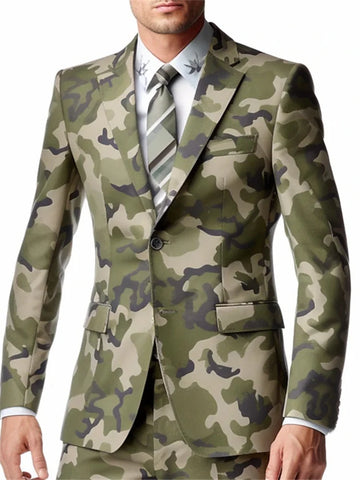 3D Camouflage Print Men's Casual Suit Men's Business Casual Dress Office Outdoor Street Classic Versatile Suit Jacket