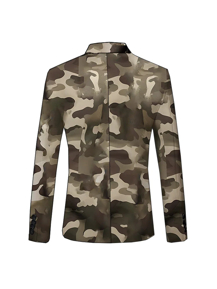 Traje informal con estampado de camuflaje 3D para hombre, chaqueta clásica versátil para negocios, oficina, calle y exteriores.