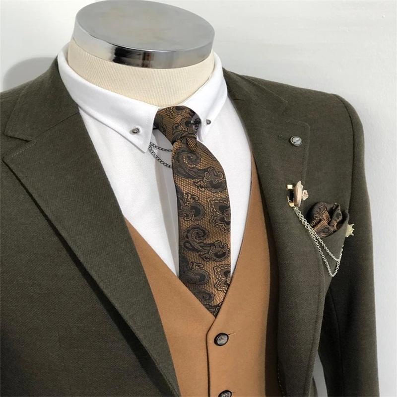 3Pcs Men Suits Custom Made Blazer Trousers Notch Lapel Wedding Suits Formal Thick Business Coat+Pants+Vest
