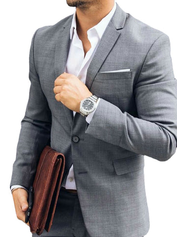 Grey 2 Piece Slim Men Business Suit Tailor Made Groom Wedding Tuxedo 2 Piece Prom Wedding Business Men Suit Set