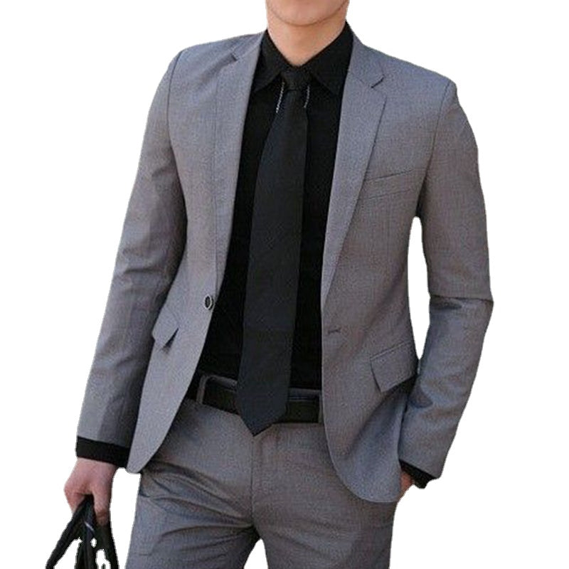 Grey 2 Piece Slim Fit Men Business Suit Tailor Made Groom Wedding Tuxedo 2 Piece Prom Wedding Business Men Suit Set
