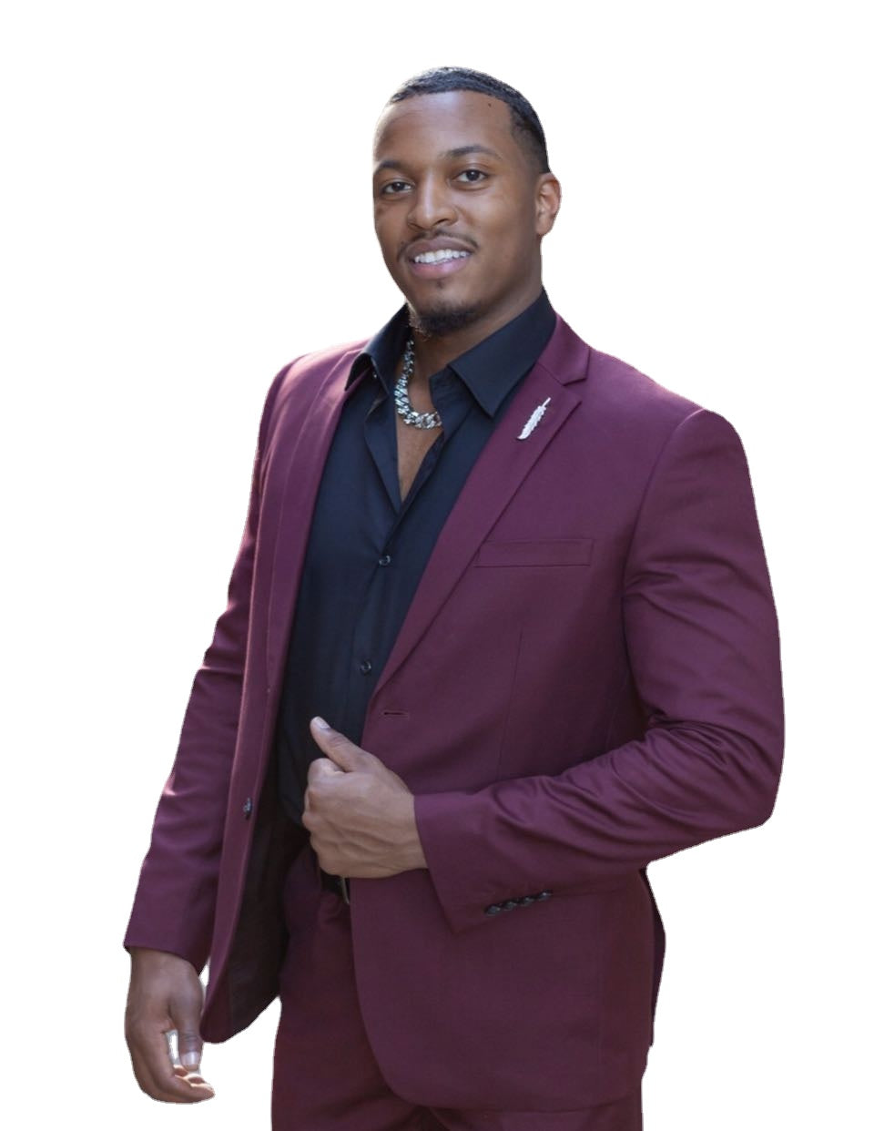 Traje de talla grande para hombre, color burdeos, con solapa de muesca, para novio, esmoquin para boda, fiesta de graduación, blazer ajustado de 2 piezas 