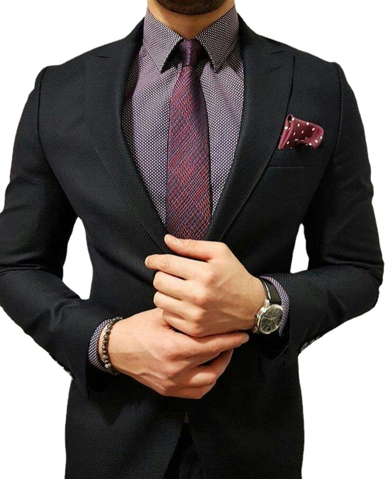 Trajes negros para hombre, esmoquin de boda, trajes de novio, blazer, 2 piezas (chaqueta + pantalón) 