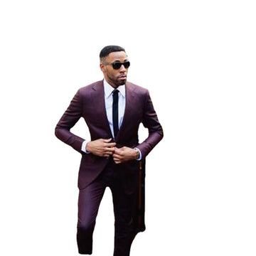 Burgundy 2 Piece Slim Men Formal Suit Tailor Made Groom Wedding Tuxedo 2 Piece Prom Wedding Business Men Suit Set