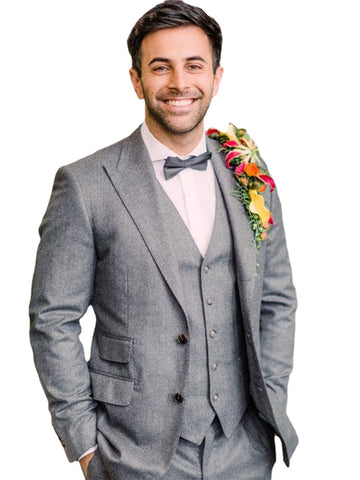 Costume homme gris 3 pièces coupe slim, smoking de mariage sur mesure, costume homme avec pantalon
