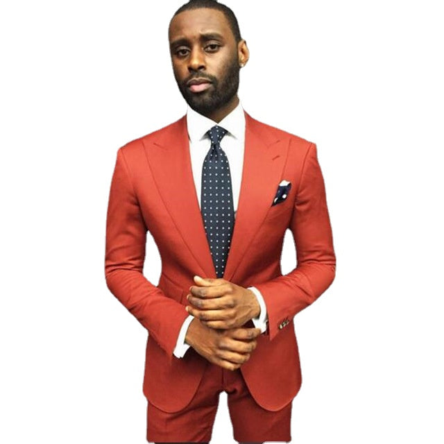 Custom Made Orange Summer Men Suits For Summer Tuxedos 2 Pieces (Jacket+Pants+Tie) Casual Wedding Men Suit