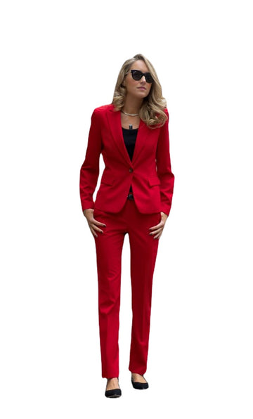 Red Mother of the Bride Suits Slim Fit One Button Women Ladies Plus Size Office Tuxedos Formal Work Party Wear