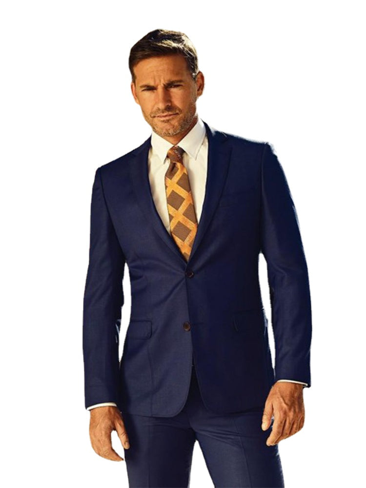 Traje azul marino de 2 piezas, corte entallado, para hombre, esmoquin a medida para novio, boda, graduación, boda, traje de negocios para hombre.