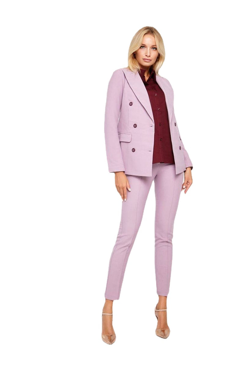 Costume blazer à manches longues pour femme, croisé, tenue formelle, soirée, mariage, pantalon slim, 2 pièces 