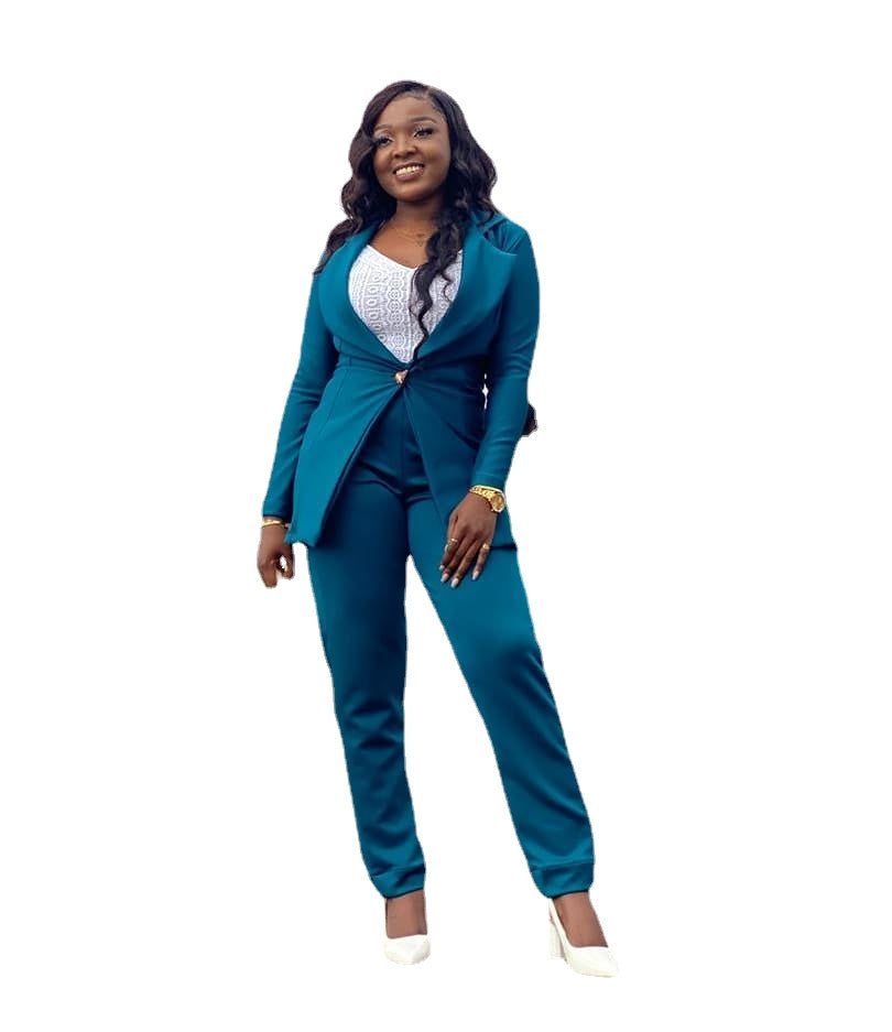 African Girl Blazer Suits Sets Slim Fit Mother of the Bride Prom Party Guest Wedding Wear 2 Pieces Plus Size