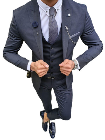 Costume homme gris 3 pièces coupe slim, smoking de mariage sur mesure, costume homme avec pantalon