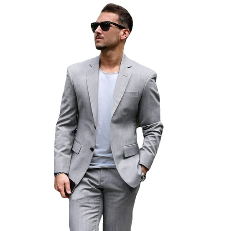 Costume d'affaires gris 2 pièces pour homme, coupe cintrée, sur mesure, smoking de mariage, bal de promo, mariage, ensemble de costume d'affaires pour homme