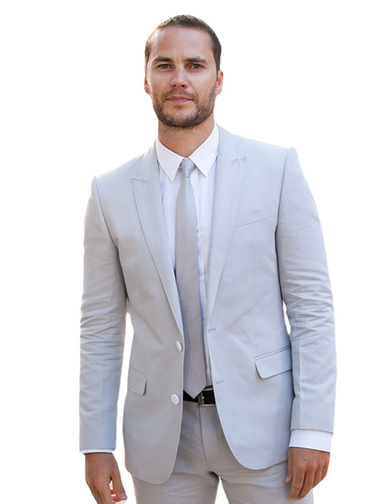 Light Grey 2 Piece Slim Men Business Suit Tailor Made Groom Wedding Tuxedo 2 Piece Prom Wedding Business Men Suit