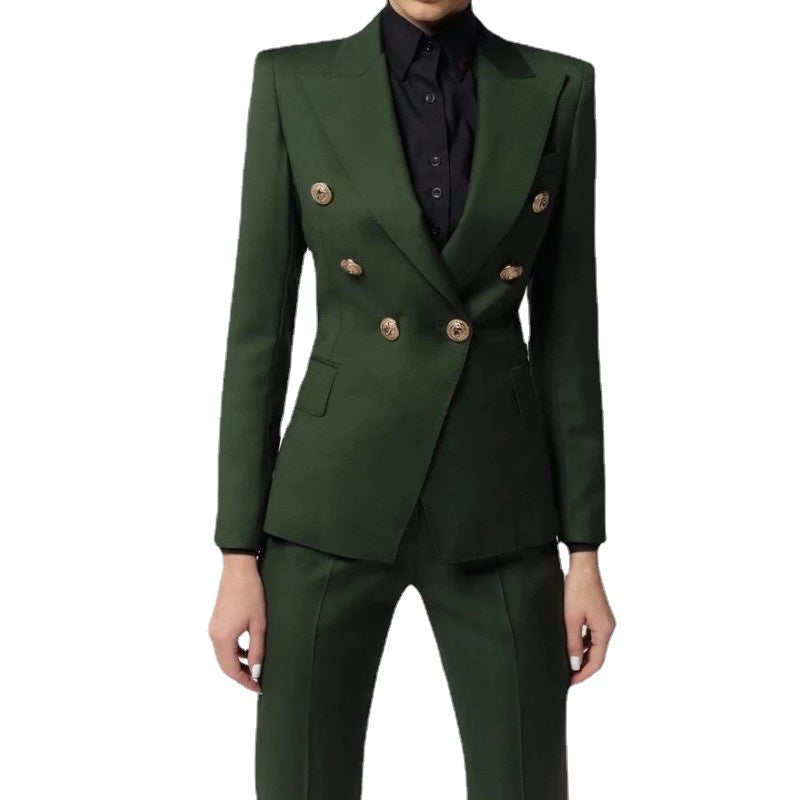 Dark Green Office Lady Women Suits Slim Fit Blazer Leisure Evening Party Custom Made Jacket Outfit Wedding Daily Wear 2 Pieces