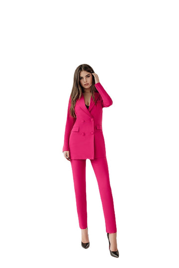 Fuchsia Bridal Trousers Suits 2 Pieces Women Evening Party Tuxedos Mother of the Bride Formal Work Wear For Wedding
