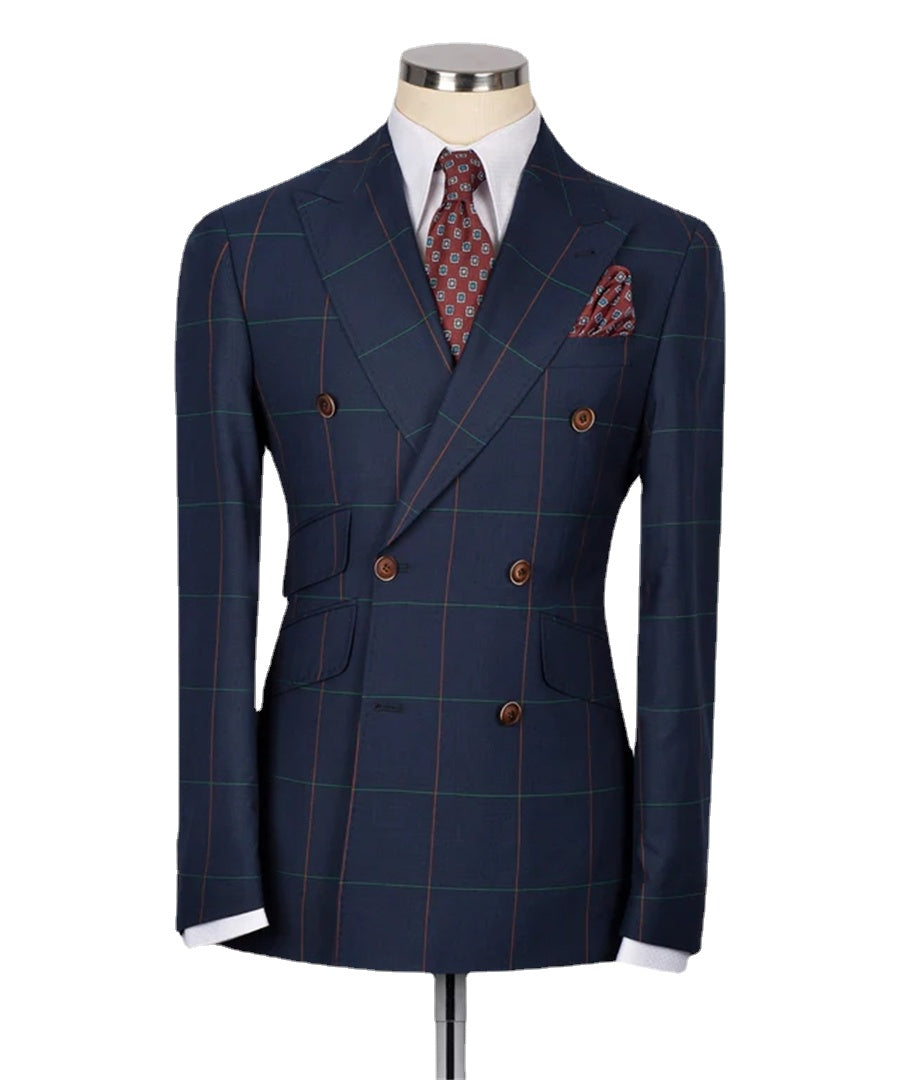 Costume croisé classique bleu marine pour homme, smoking de mariage, tenue d'affaires personnalisée, costume formel pour bal de promo 
