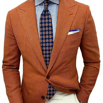 Costume homme en lin orange coupe slim avec pantalon ivoire, smoking de mariage, bal de promo, costume d'affaires