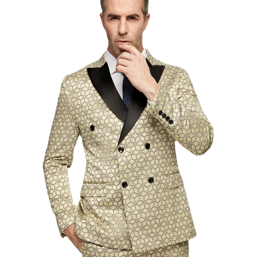 Costumes croisés pour hommes Jacquard Perfect Suit Costumes de mariage fabriqués pour hommes Costume Blazer 2 pièces 