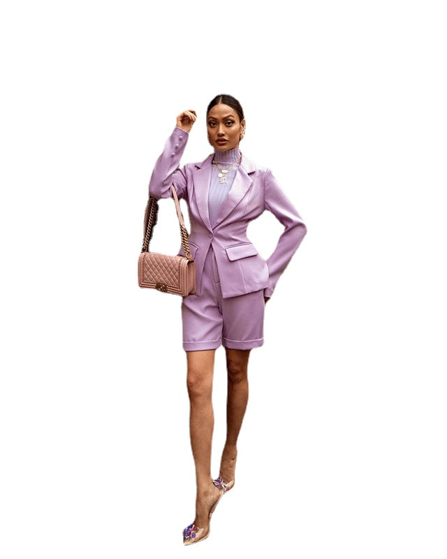 Purple Mother of the Bride Suits Women Business Formal Short Pants Suit Set Tuxedos Guest Wedding Prom Party Dress