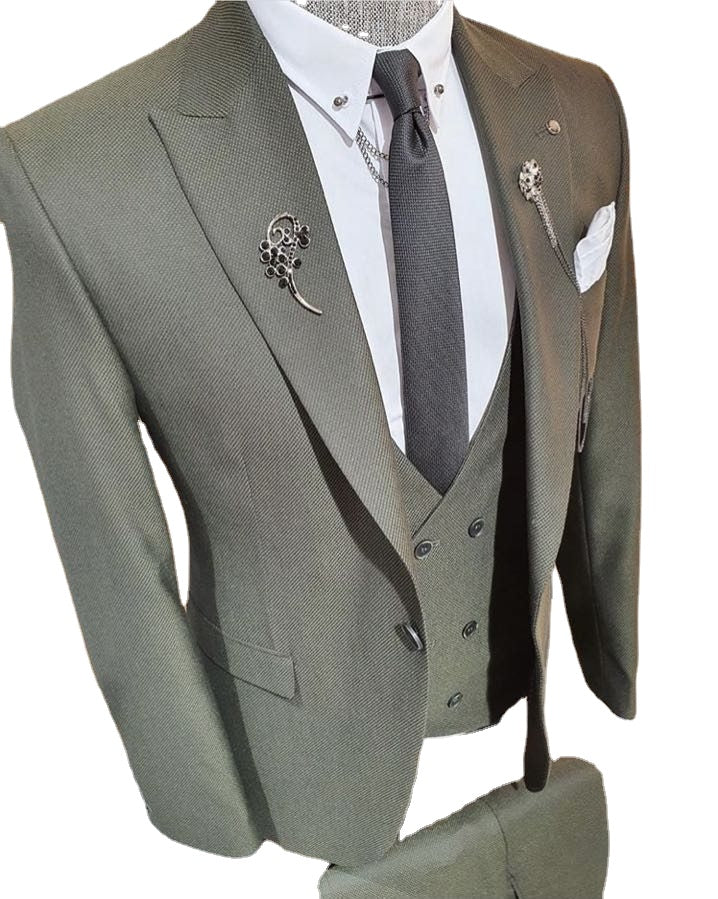 Costume 3 pièces pour homme (veste, pantalon, gilet, cravate) 
