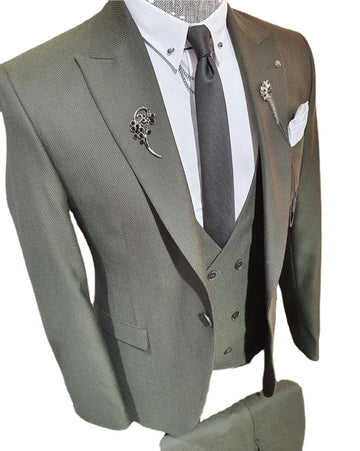 Costume 3 pièces pour homme (veste, pantalon, gilet, cravate) 