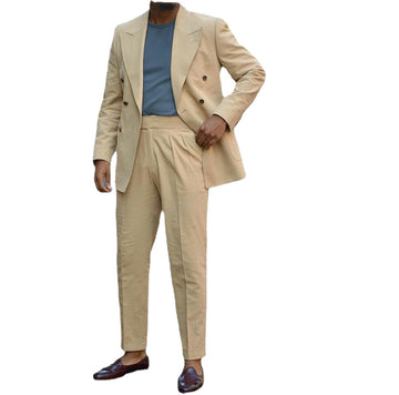 Costume de smoking kaki pour homme, coupe slim, revers pointus, deux boutons, pour bal de promo, soirée, blazer (veste + pantalon) 