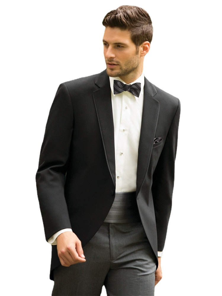 Traje de 2 piezas ajustado negro para hombre, traje personalizado para novio, esmoquin para boda, blazer largo, traje de boda para graduación personalizado para hombre