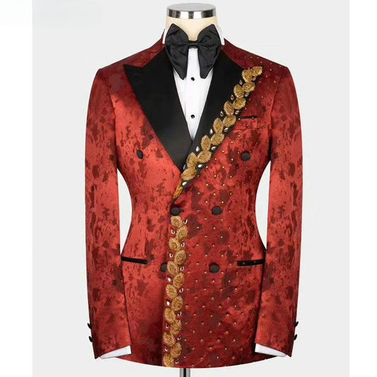 High-End Handmade Crystal Beading Men Suits Two Pieces (Jacket+Pants)