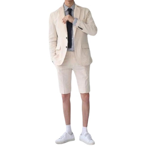 Traje de playa de verano de 2 piezas hecho a medida para hombre con pantalones cortos, esmoquin para hombre, trajes de boda para hombre, traje ajustado para hombre. 