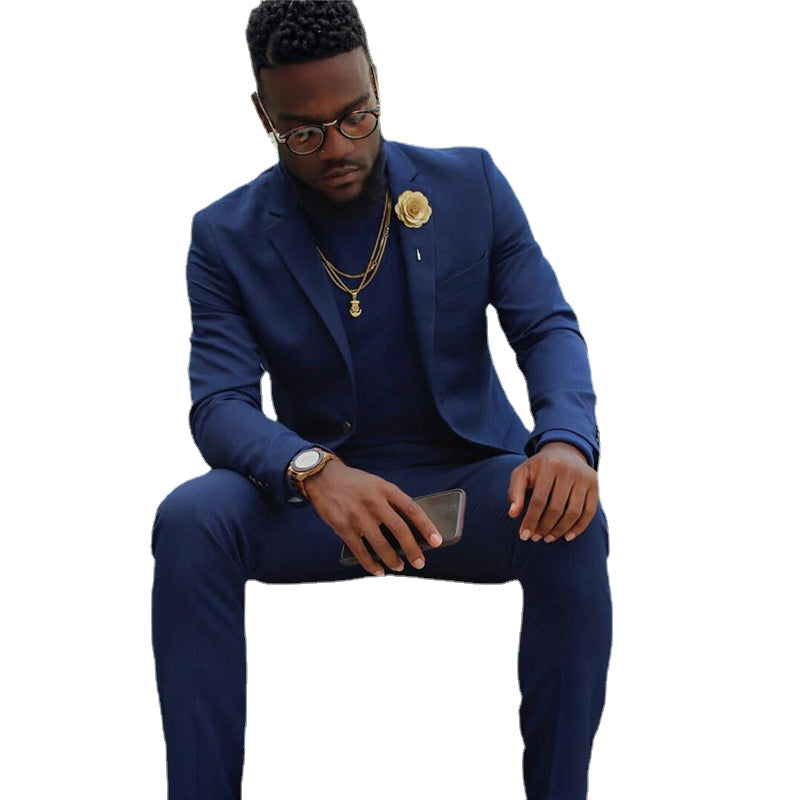 Costume 3 pièces bleu roi pour homme, coupe slim, pantalon de marié, coupe ajustée, smoking de bal, de fête, de mariage 