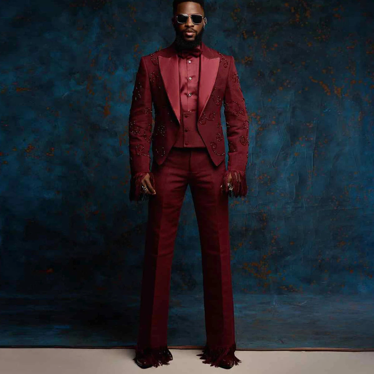 Sparkle Crystal Design Men Suits Beaded Slim Ropa Hombre Diamond Tassel 2 Pieces Sets Groom Male Blazers Customized