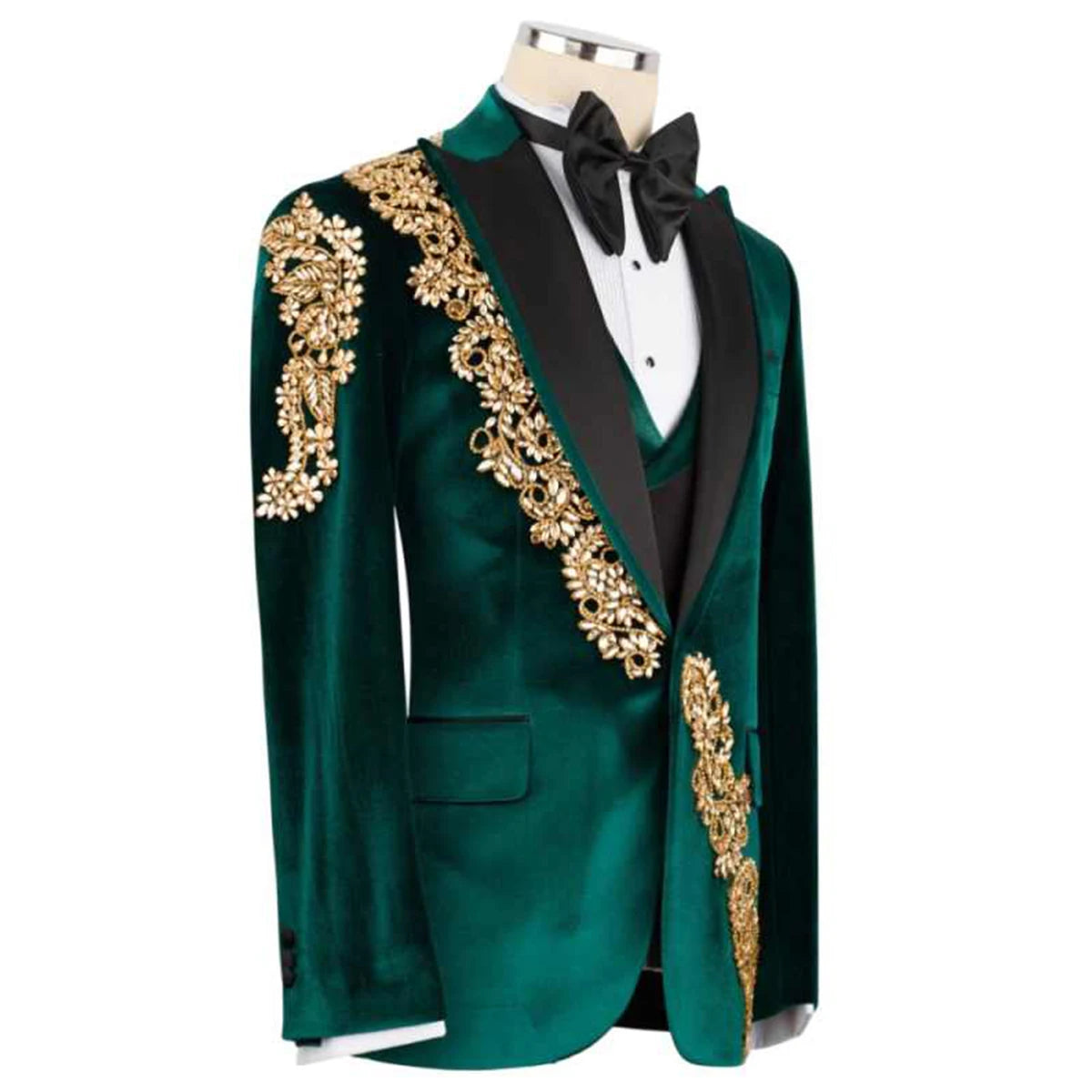 Luxury Diamond Men Suits Slim Fit High End Rhinestone Wedding Tuxedos 2 Pieces Sets Groom Male Blazers Ropa Homre Customized