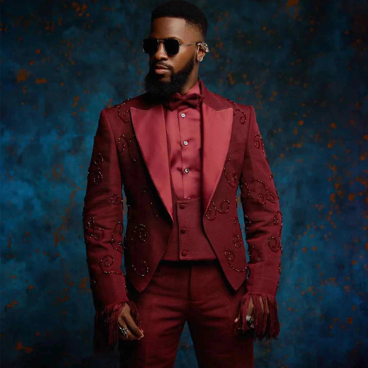 Sparkle Crystal Design Men Suits Beaded Slim Ropa Hombre Diamond Tassel 2 Pieces Sets Groom Male Blazers Customized