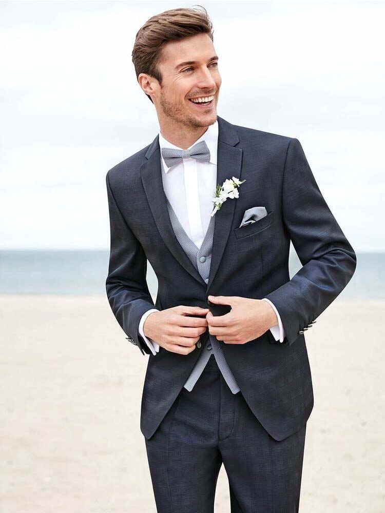 Traje de boda de 3 piezas ajustado para hombre, esmoquin formal para novio, traje de graduación para boda, traje para hombre con chaleco de satén