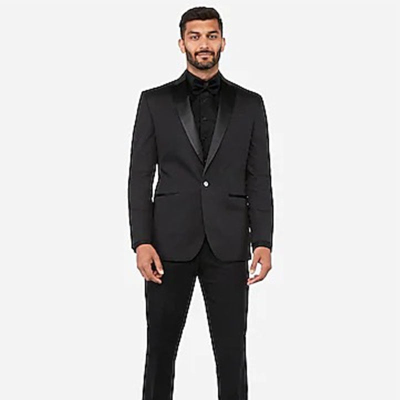 Traje formal ajustado negro de 2 piezas para hombre, esmoquin personalizado para novio, boda, graduación, boda, conjunto de 2 piezas