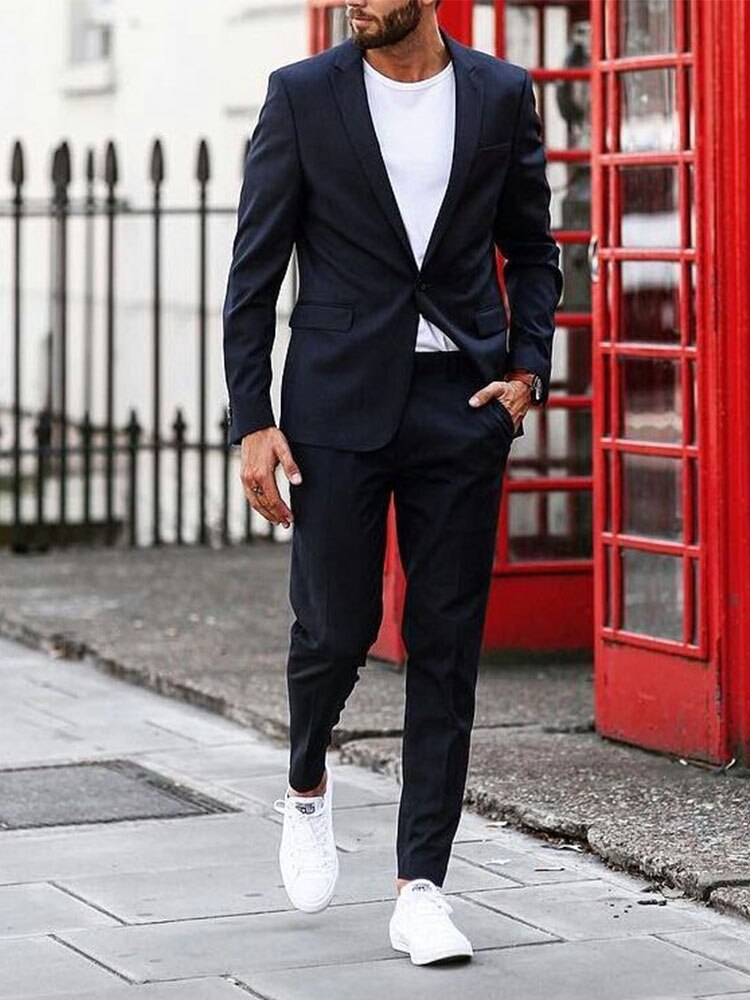 Black 2 Piece Slim Fit Men Formal Suit Tailor Made Groom Wedding Tuxedo 2 Piece Prom Wedding Business Men Suit Set