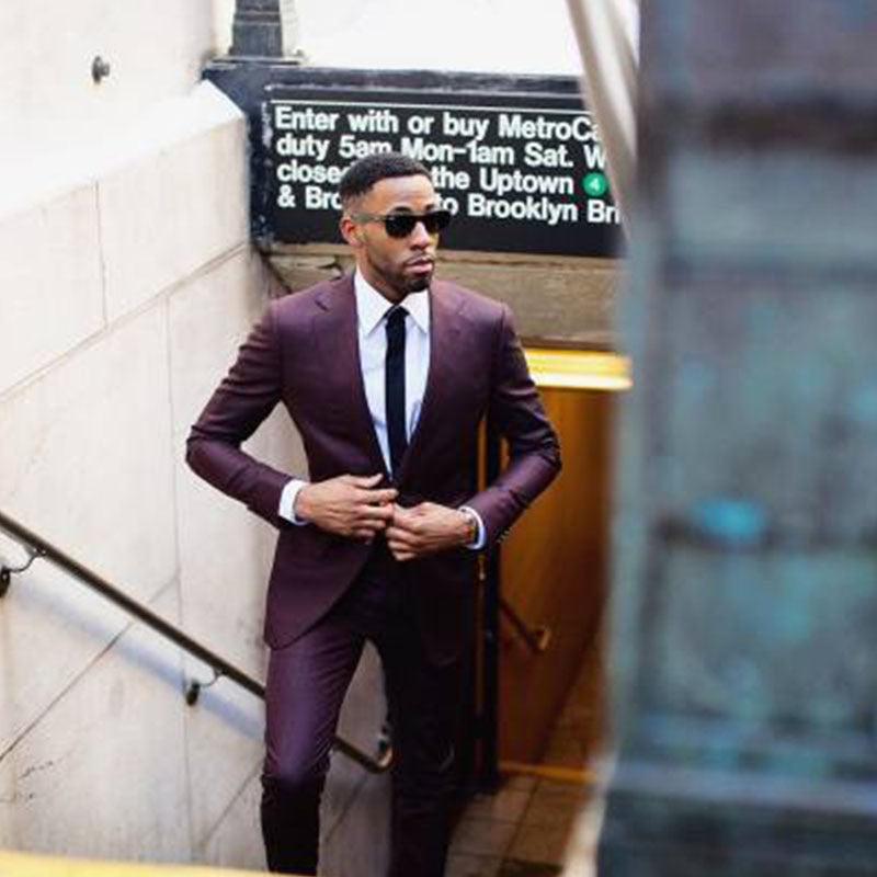 Burgundy 2 Piece Slim Men Formal Suit Tailor Made Groom Wedding Tuxedo 2 Piece Prom Wedding Business Men Suit Set