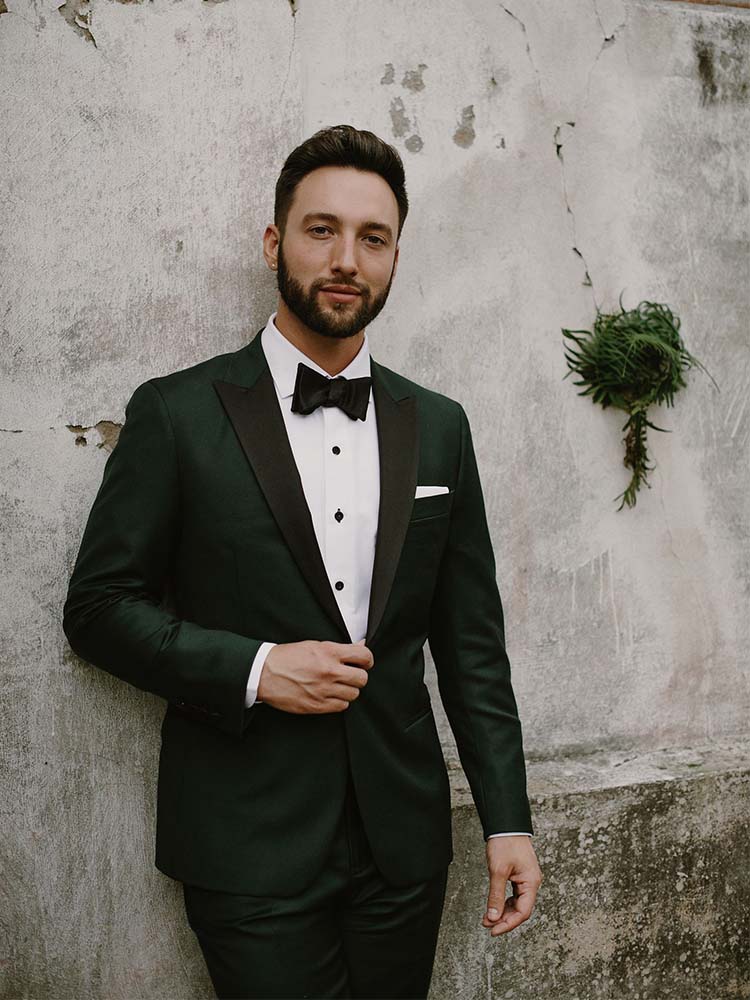 Costume de mariage 2 pièces vert foncé pour homme, coupe slim, smoking de marié, sur mesure, avec pantalon